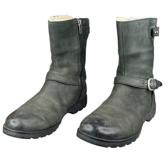 UGG Women’s Grandle Green Leather Shearling Lined Winter Boot Size US 8 - Picture 6 of 11